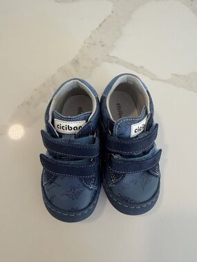Italian Leather Toddler Sneakers in Navy EUK 21